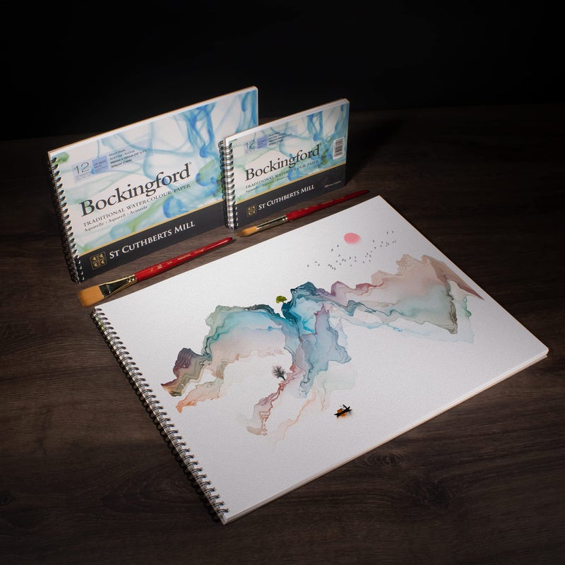 Bockingford St. Cuthberts Mill Bockingford Watercolor Paper Spiral Pad - 10x7-inch White Water Color Paper for Artists - 12 Sheets of 140lb Cold Press Watercolor Paper for Gouache Ink Acrylic Charcoal and More - Image 2